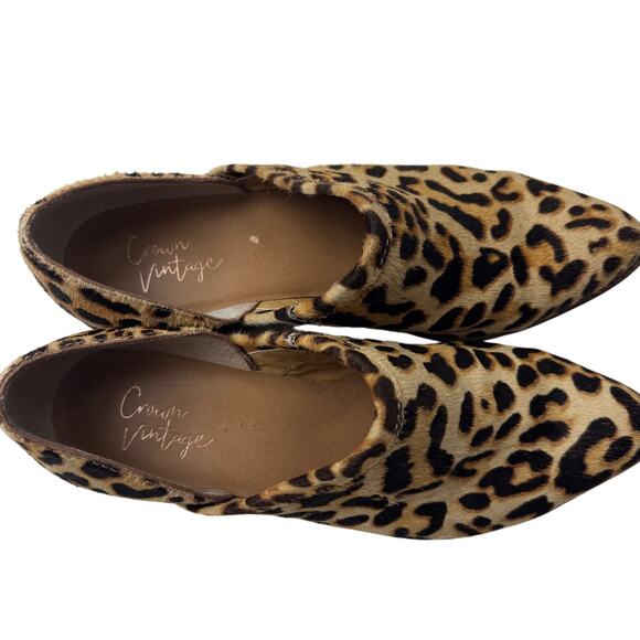 Crown Vintage Leopard Cheetah Print Calf Hair Booties Women's Size 6 - Picture 7 of 10